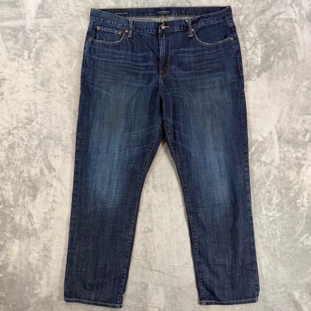 Lucky Brand 329 Classic Straight Jeans Men's Size 42x32 Blue Dark Wash Denim